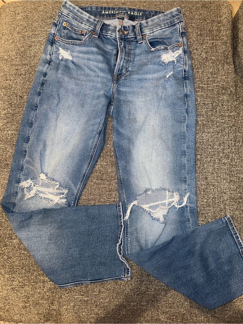 American Eagle Outfitters Distressed Light Blue Boyfriend Jeans
